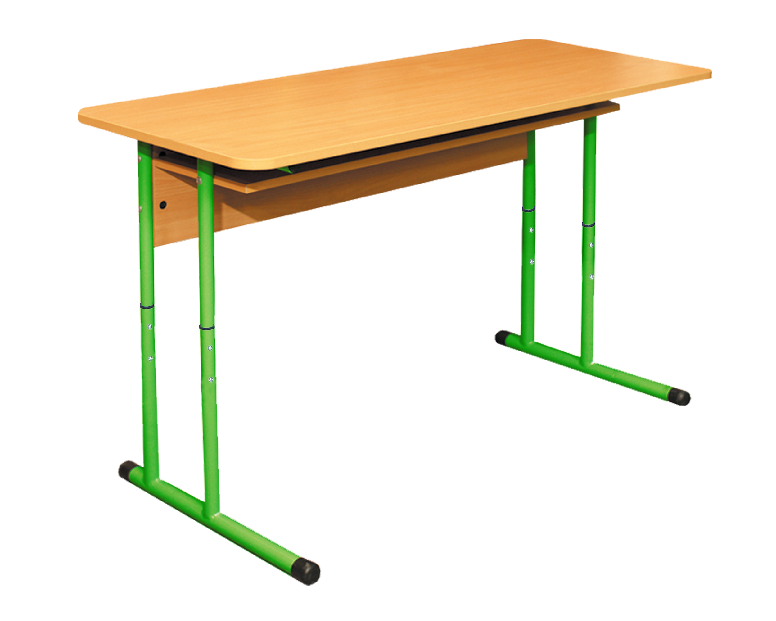 Учнівський 2-місний стіл з полицею, на ростові групи №4-6, каркас - кругла металева труба, АЛМАНТ, 1200х500х640-760 мм.